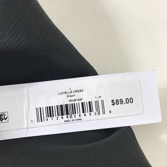 NEW Steve Madden Lucielle Satin Slip Dress Women's Large Black Handkerchief Hem - Picture 8 of 11